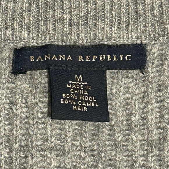 Banana Republic Wool/Camel Hair Blend Grey Quarter Zip Sweater - M - Picture 6 of 8